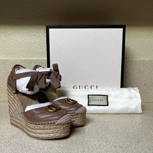 Gucci | Shoes | Gucci Palmyra Gg Platform Espadrille Wedge Porcelain Rose  355 55 | Poshmark